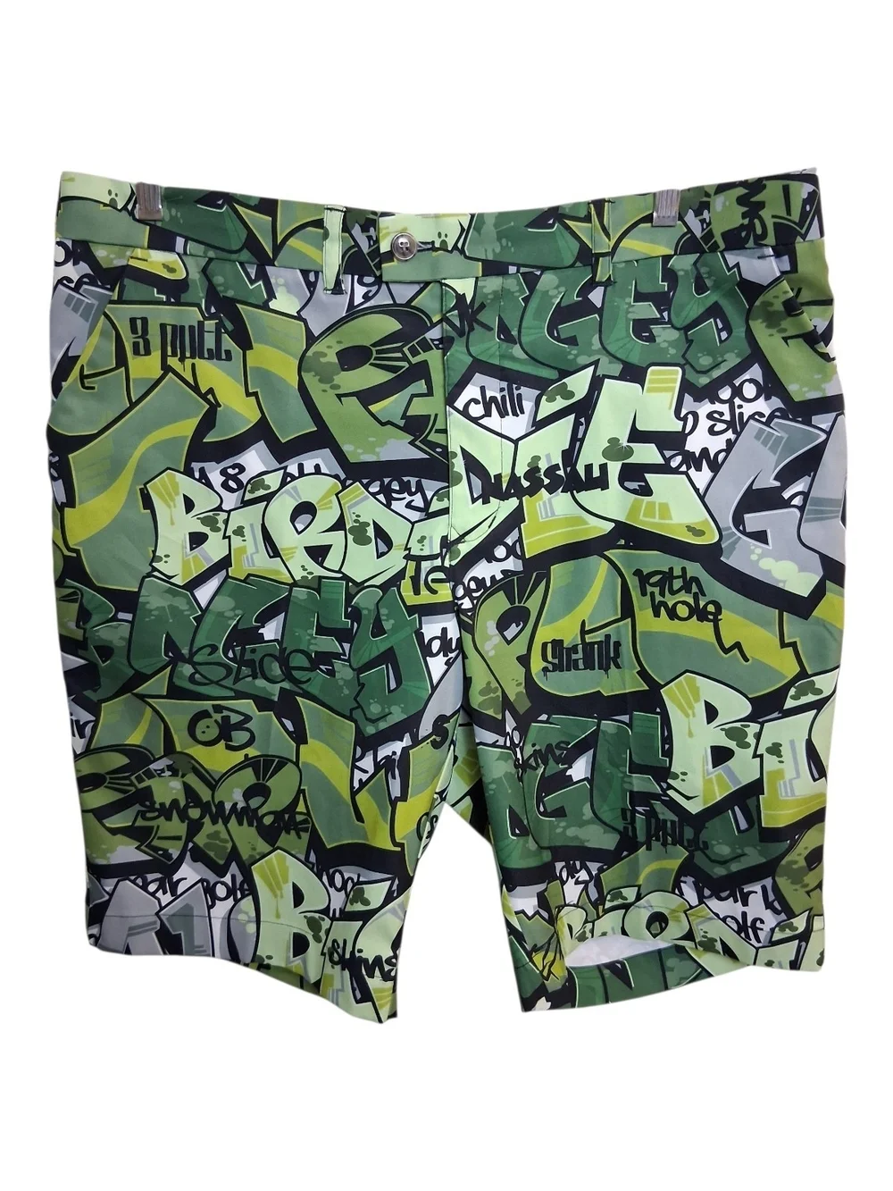 Loudmouth Mens 40 Waist Grafitti Abstract Streetwear Heritage Zip Up Golf Shorts